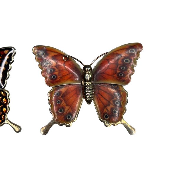 Vintage Butterfly Brooch Pins Set Enamel & Metal Made In Taiwan 2 Inches - Picture 3 of 7